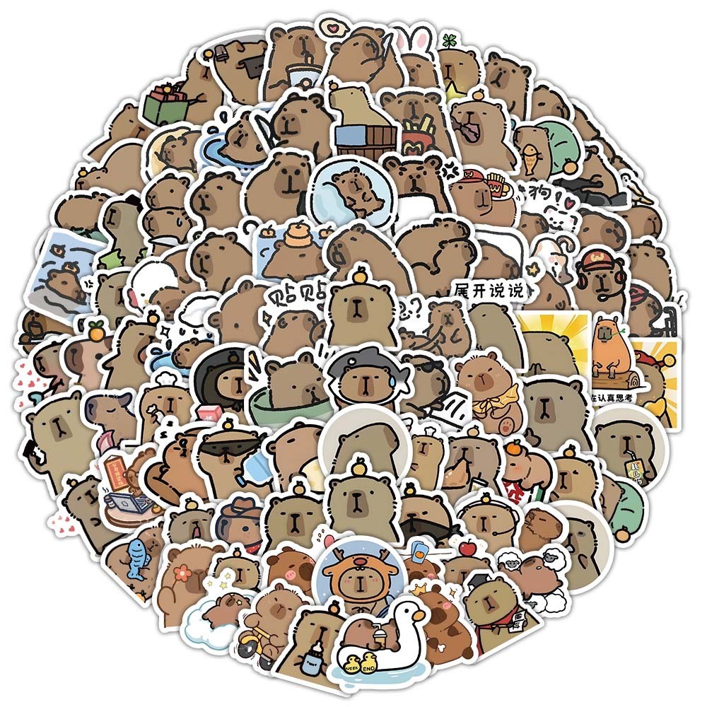 100PCS New Style Cute Cartoon Capybara Graffiti Stickers for Helmet ...
