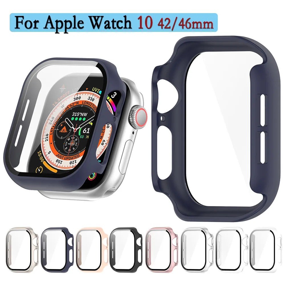 Case For Apple Watch series 10 42mm 46mm Watch Screen Protection Full Coverage PC Hard Cover With High quality Tempered Glass Shopee Singapore