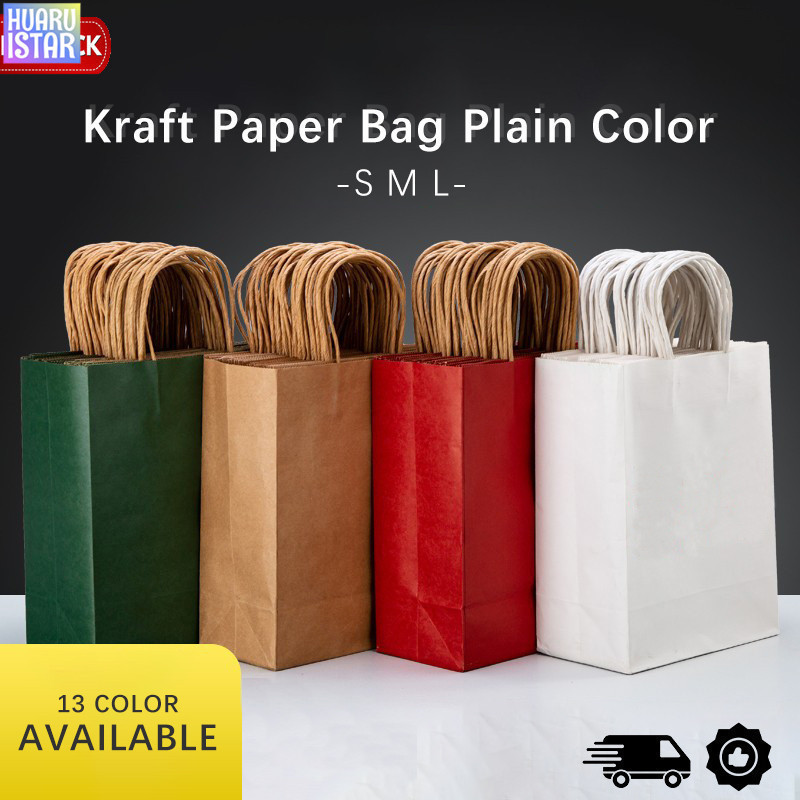 Kraft Paper Bag Gift Bag Colours with Handles Birthday Party Goodie Bag