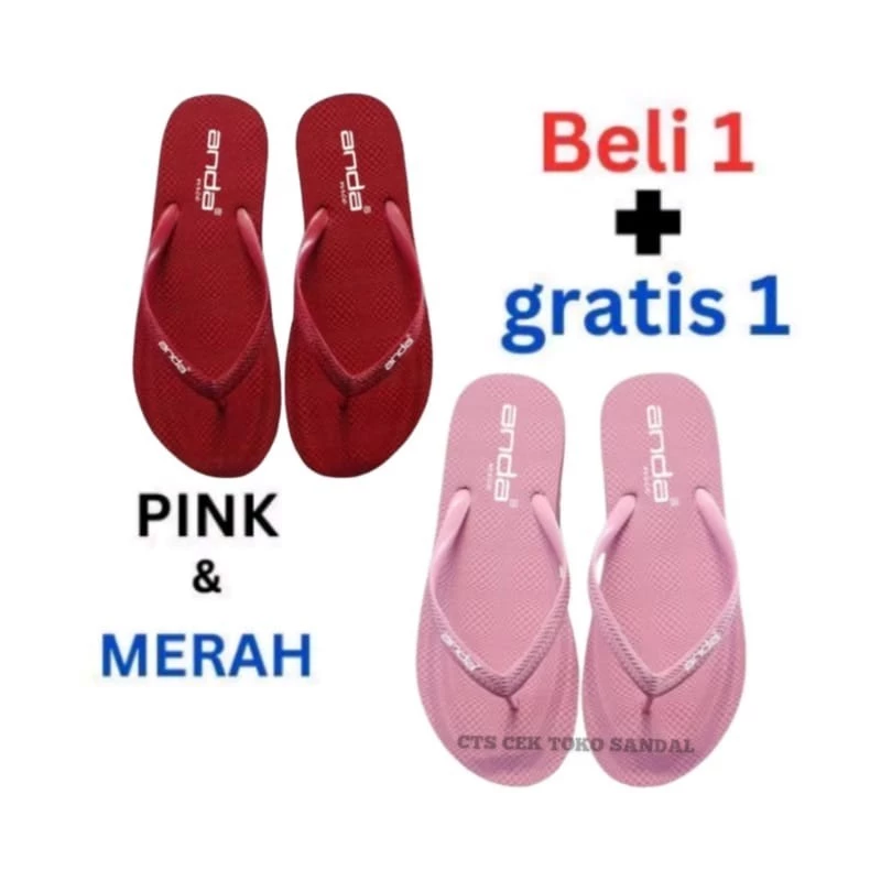 CTS Sandal sendal jepit wanita anda Beli1pasang bonus1pasang simpel keren kekinian murah distro - Gambar 3