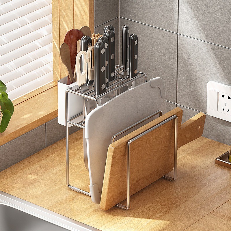 Singapore Stock Stainless Kitchen Knife Block Knife Holder Rack with ...