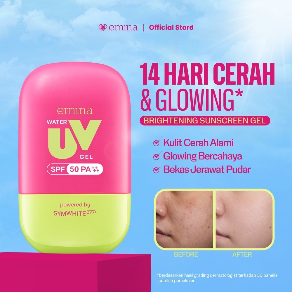 Emina UV Gel Sunscreen SPF 50 PA++++ Series Emina Airy UV Gel Emina Water UV Gel / Merah Jingga - Gambar 3