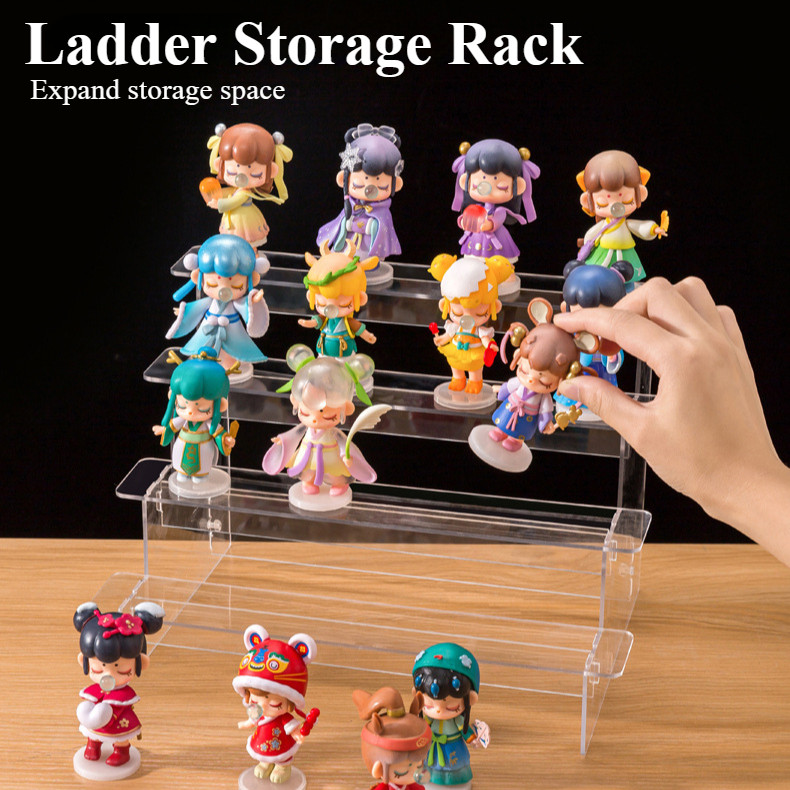 4 Tiers Display Stand Figure Shelf Transparent Acrylic Rack Toy Blind ...