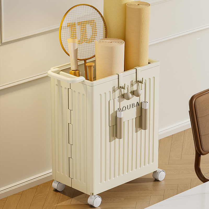 Yoga Mat Trolley Storage Box Fitness Equipment Organizer Basketball Badminton Sports Gear