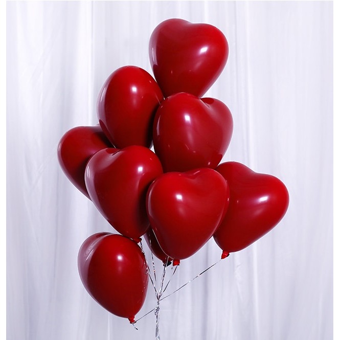 Ruby Red Latex Balloons Love Heart Inflatable Air Helium Balloon ...