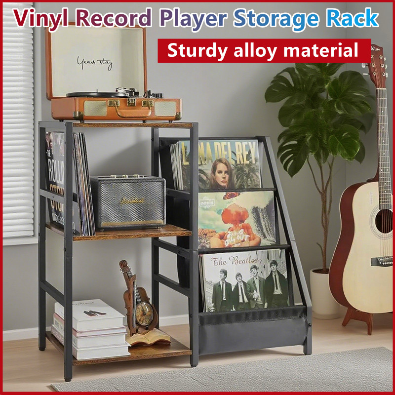 Vinyl Record Player Floor Storage Racks Record Stand Wooden Turntable ...