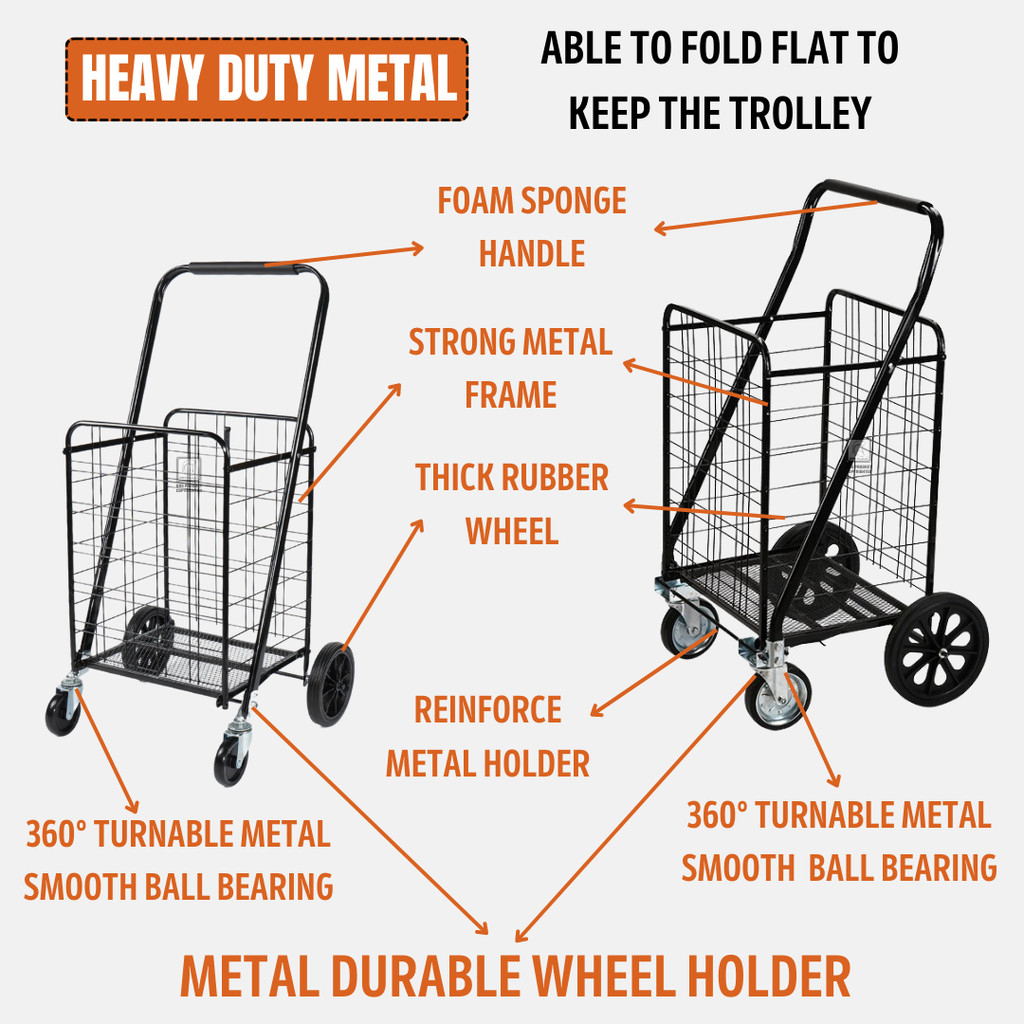 Foldable Market Trolley Aluminum Foldable Grocery Shopping Cart ...