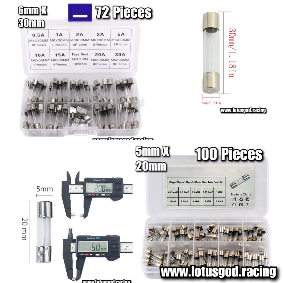 72 | 100 Pieces 0.5A - 30A | 100 Pieces 0.2A - 20A Round Cartridge Fast ...