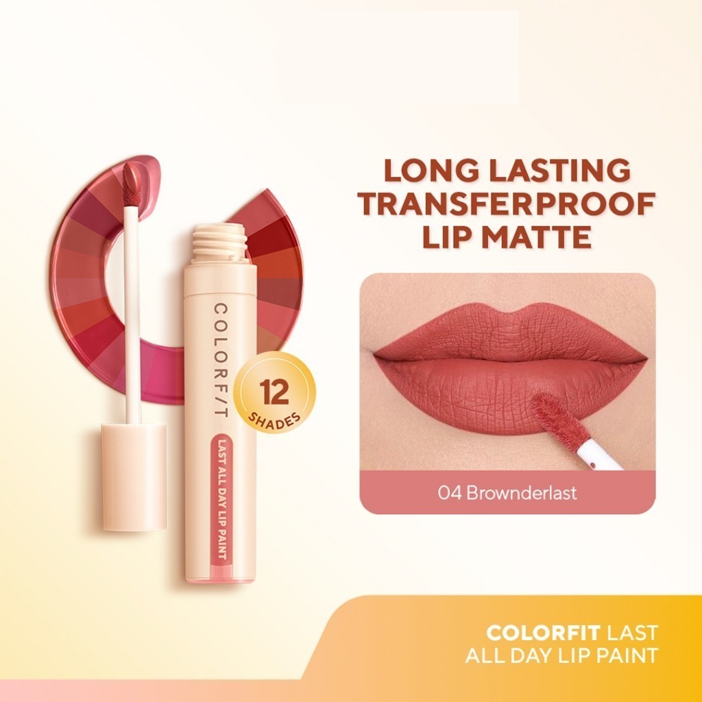 WARDAH Colorfit Last All Day Lip Paint / Lipstick Cair Wardah Matte / Merah Jingga Official - Gambar 3