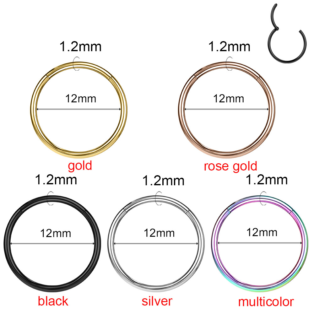 PC Stainless Steel Nose Ring Colorful Nostril Piercing Circle