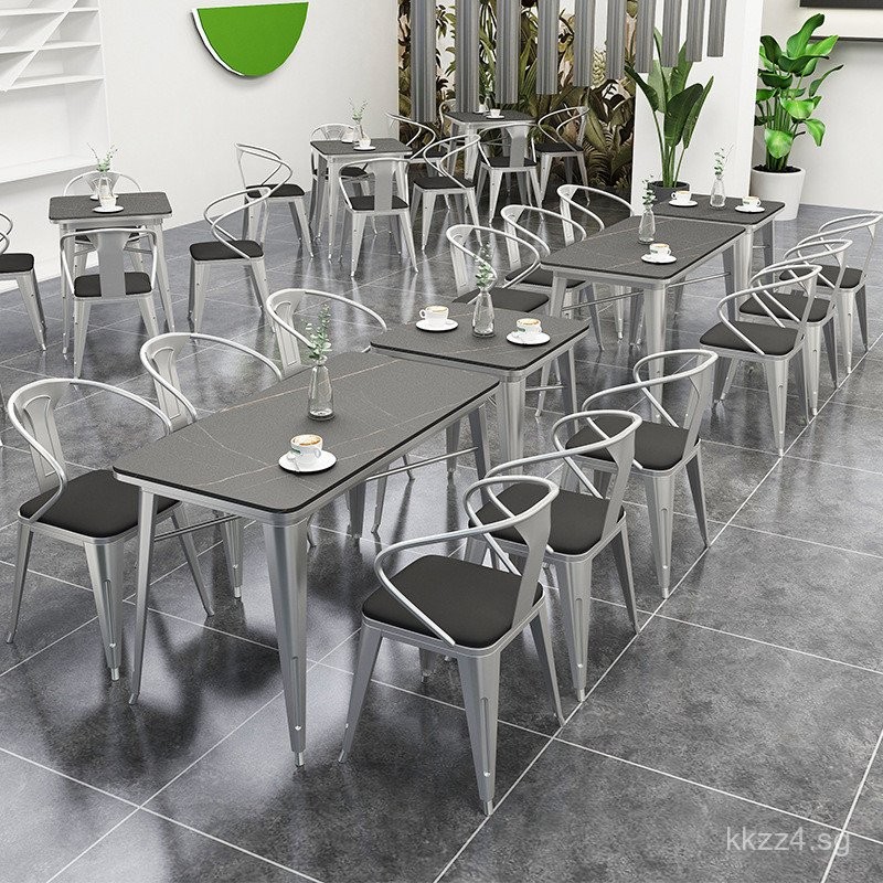 Industrial Style Stone Plate Table and Chair Combination Music Dining ...