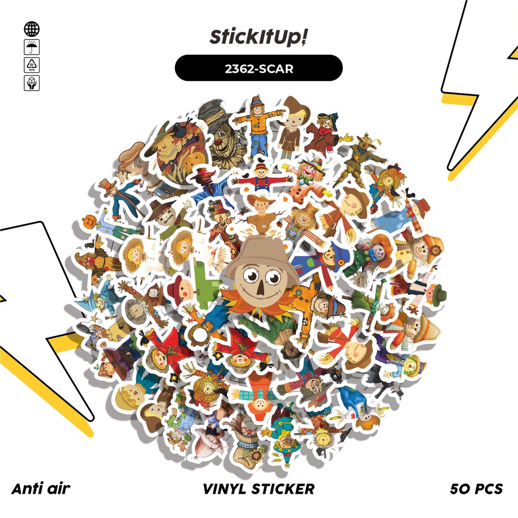 HP 50 Pcs Sticker Pack FUNNY SCARECROW PACK 01 Cute Aesthetic Vinyl ...