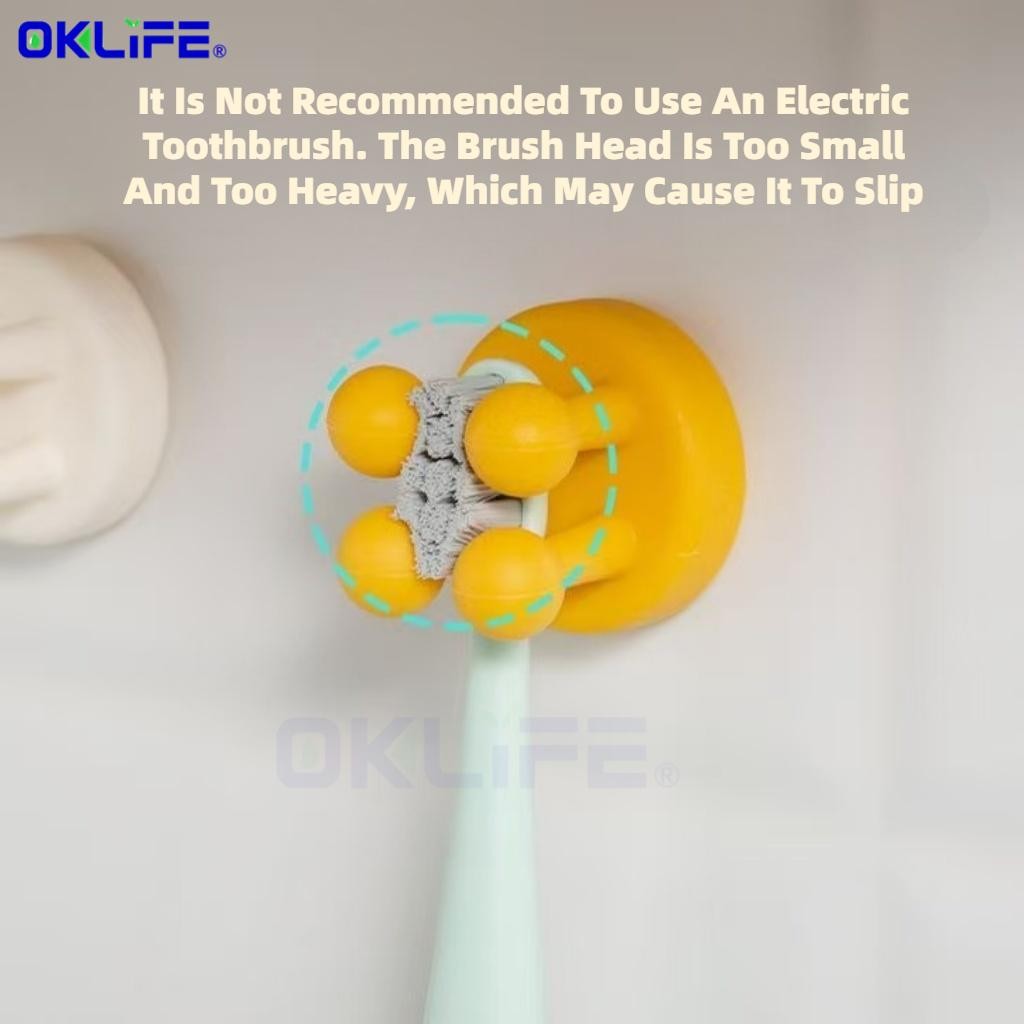 Bathroom Toothbrush Razor Sticky Hook Nail-Free Silicone Non-Marking Office Hook Creative Household Toothbrush alternate view