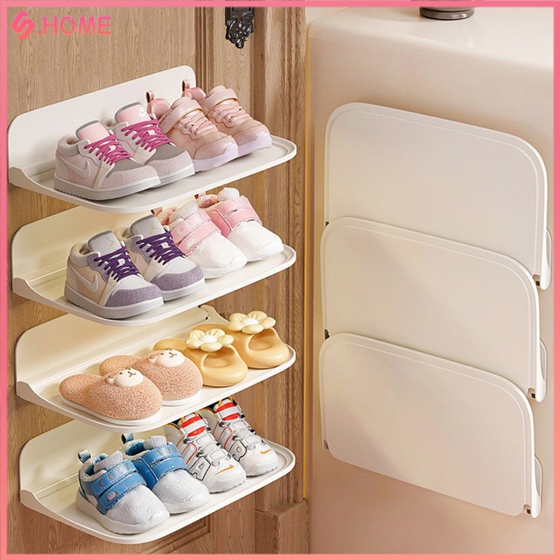 Wall-Mounted Baby Shoes Shelf Entrance Shoe Cabinet Storage Rack Shoe ...