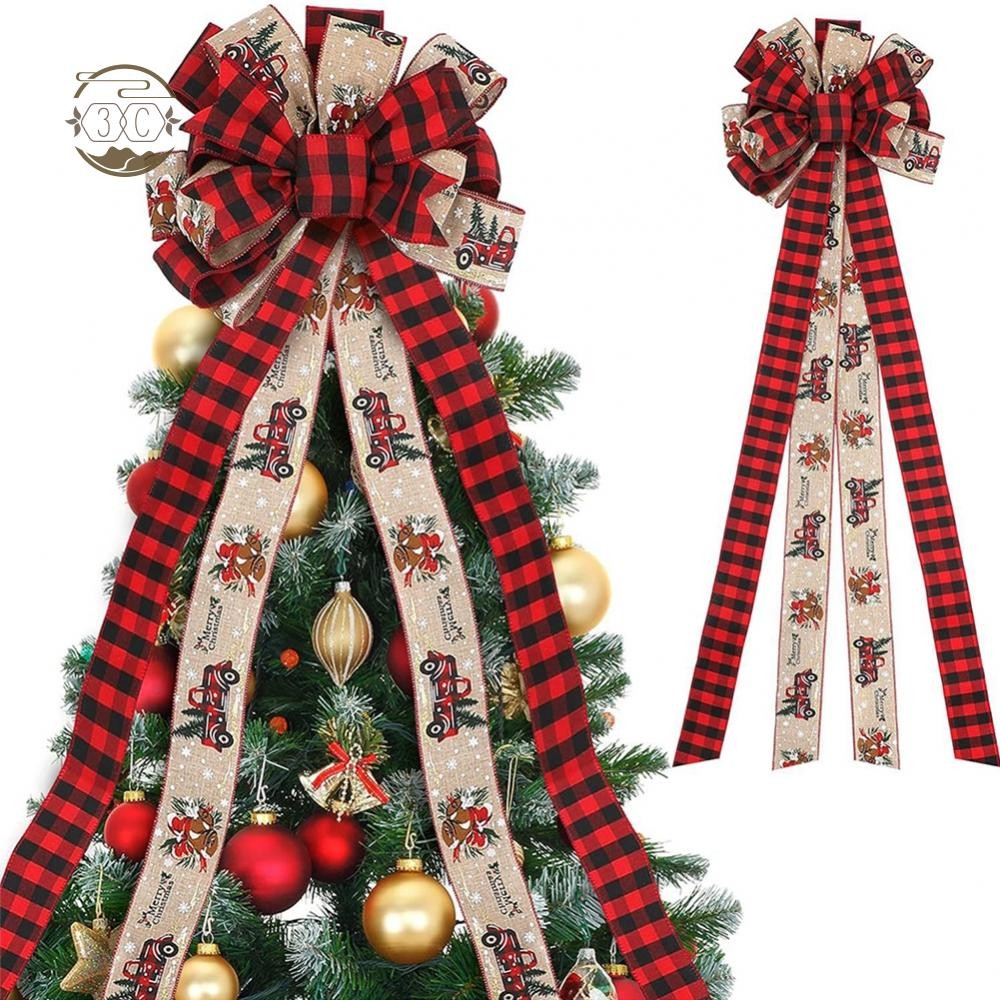 Unique Tree Topper Bow Striped and Truck Pattern for Festive Home ...