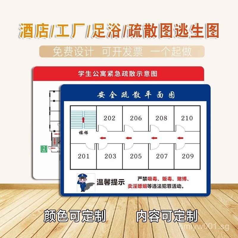 Fire Evacuation Diagram Hotel Safety Instruction Map Production ...