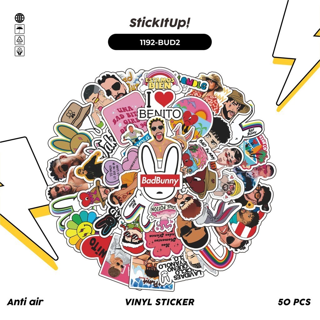HP 100 Pcs Bad Bunny Stickers v2 Cute Aesthetic Vinyl Waterproof for ...
