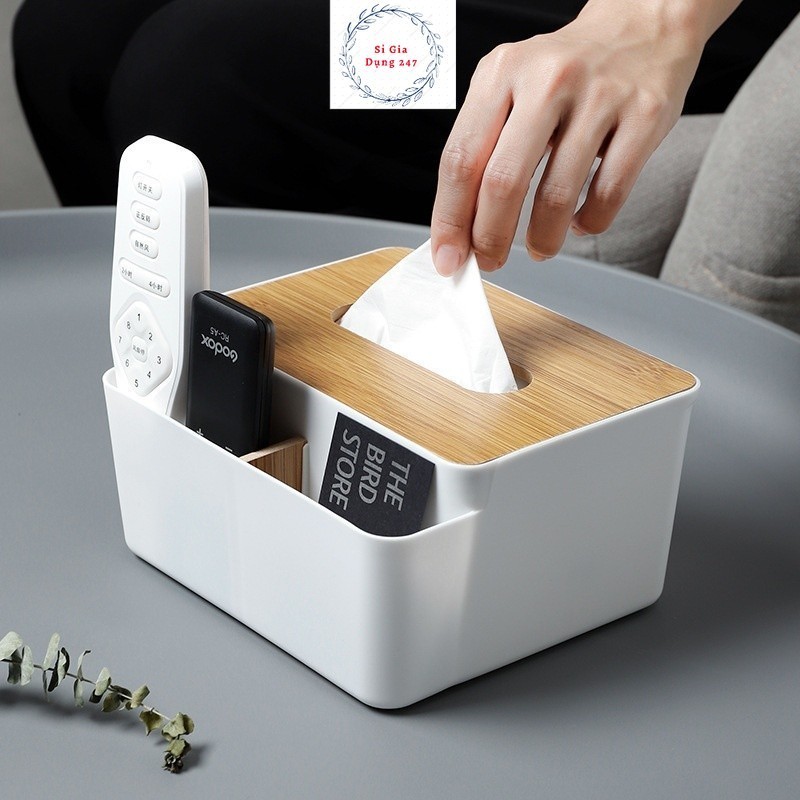 Tissue Box with 3 Extra Compartments - Retractable Napkin Box | Shopee ...