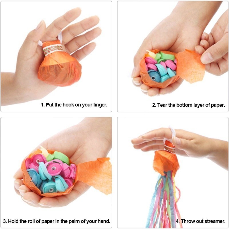 Colorful Throw Streamers Party Hand Throw Confetti Poppers Wedding ...