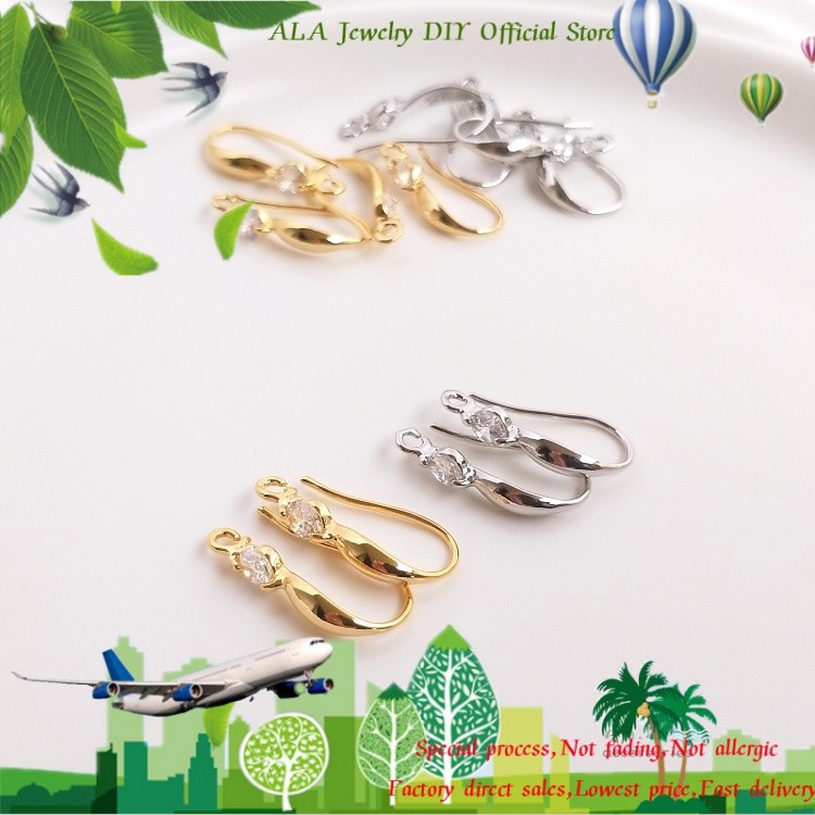 DIY Jewelry Accessories Color Retention 14K Light Gold 18K Zircon Ear Hook Big Diamond Earrings with Hanging DIY Hand Made Internet Celebrity Earring Accessories Earrings Ear studs Earring Accessories...
