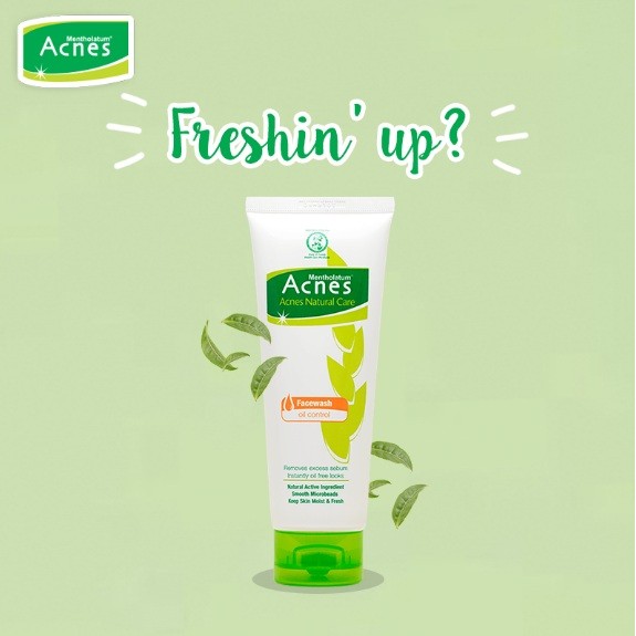 Acnes Natural Care Face Wash Oil Control 100gr - 50gr / Merah Jingga Official - Gambar 2