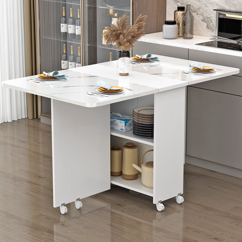 Folding Dining Table Movable Pulley Rectangular Storage Cabinet ...