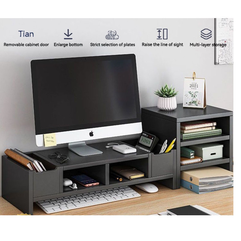 Drawer Monitor Riser Desktop Organiser Computer Stand Desktop Stand ...