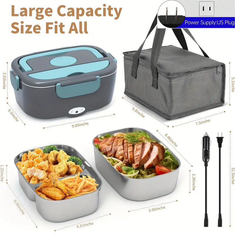 Mikko Top Version Portable Electric Lunch Box, 12V/220v, 1.5L Stainless ...
