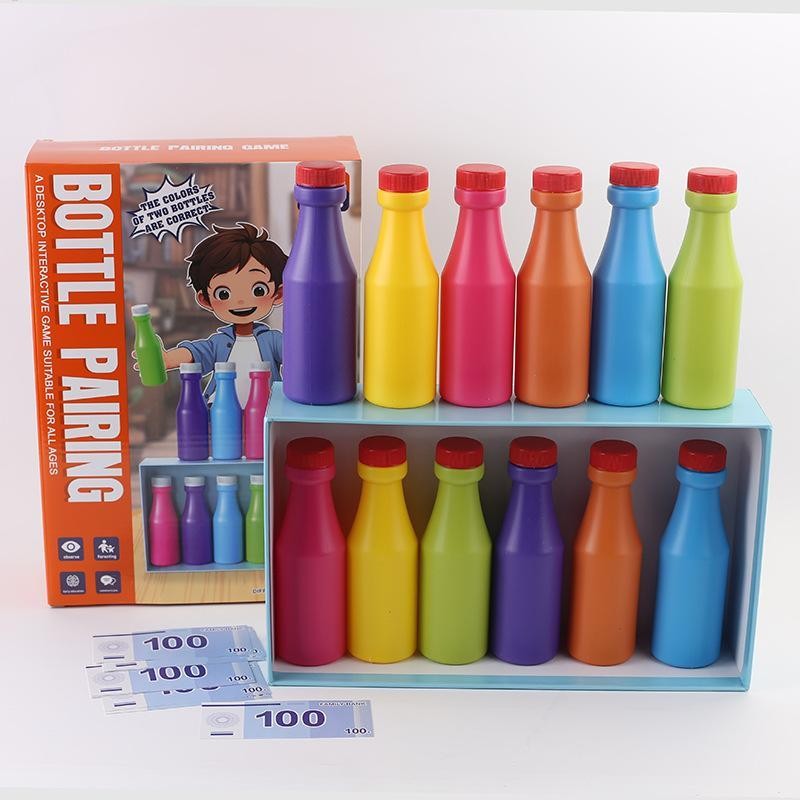Color Matching Game Wooden Sensory Drink Bottle Color Sorting Table ...