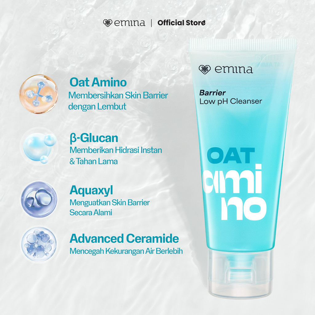 Emina Oat Amino Ceramide Barrier Low pH Gel Cleanser 70ml / Merah Jingga Official - Gambar 4