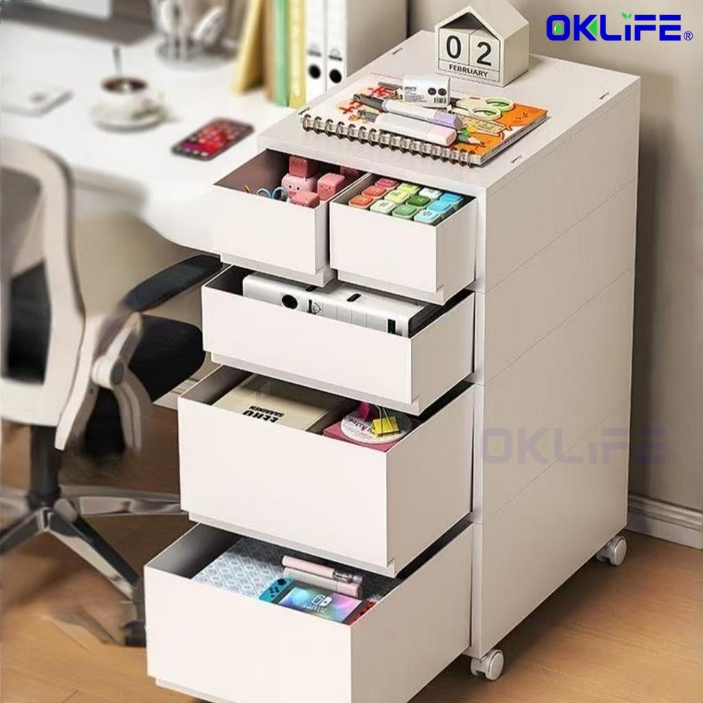 Storage Cabinet Mobile Office Home Desktop Organizer Box Multi-level Gusseted Shelf With Wheels Organizer view 7