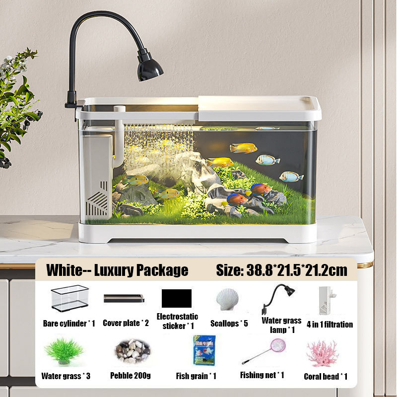 SG Local 4in1 Tabletop Ecological Goldfish Tank with Water Pump Lamp Aquarium Transparent Fish Tank Shopee Singapore