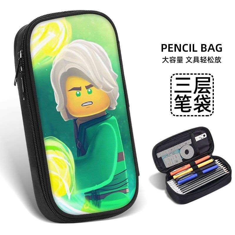 LEGO Ninjago:Masters of Spinjitzu Cartoon Canvas Pencil Case  Multifunctional Stationery Bag, Large Capacity Pencil Case