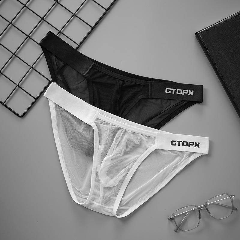 Open-top U-shaped convex large pouch with crotch-opening men's boxer