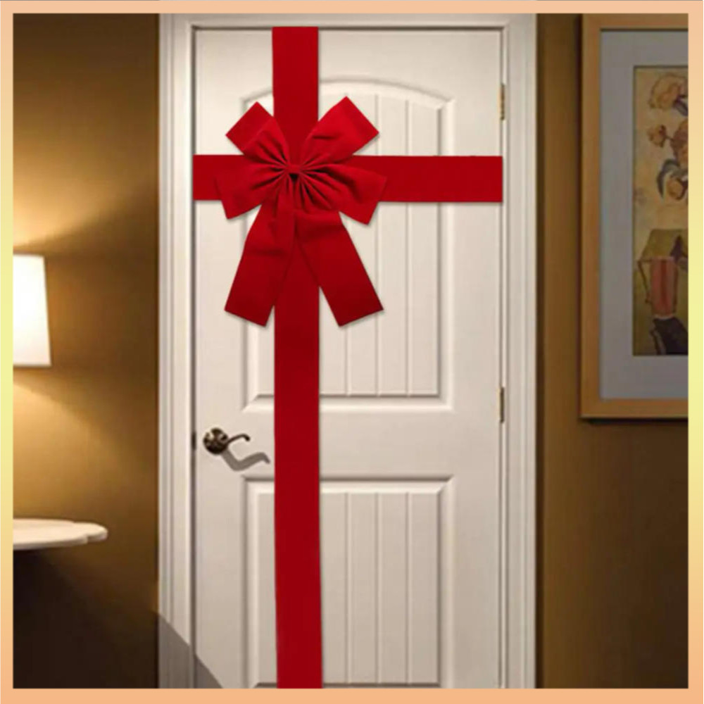 Christmas Hanging Door Bow Ribbon Big Red Bows For Wedding Holiday ...