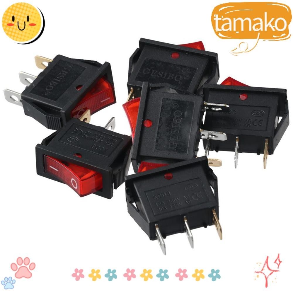 TAMAKO 6pcs Rocker Switch, Red 38.6*25.8*10.5MM Snap-in Toggle Switch ...