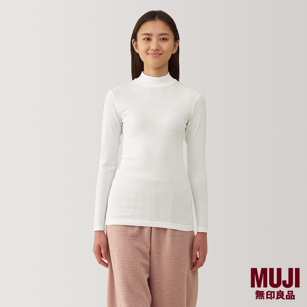 MUJI Ladies Warm Thick Cotton Mock Neck T-Shirt Shopee Singapore