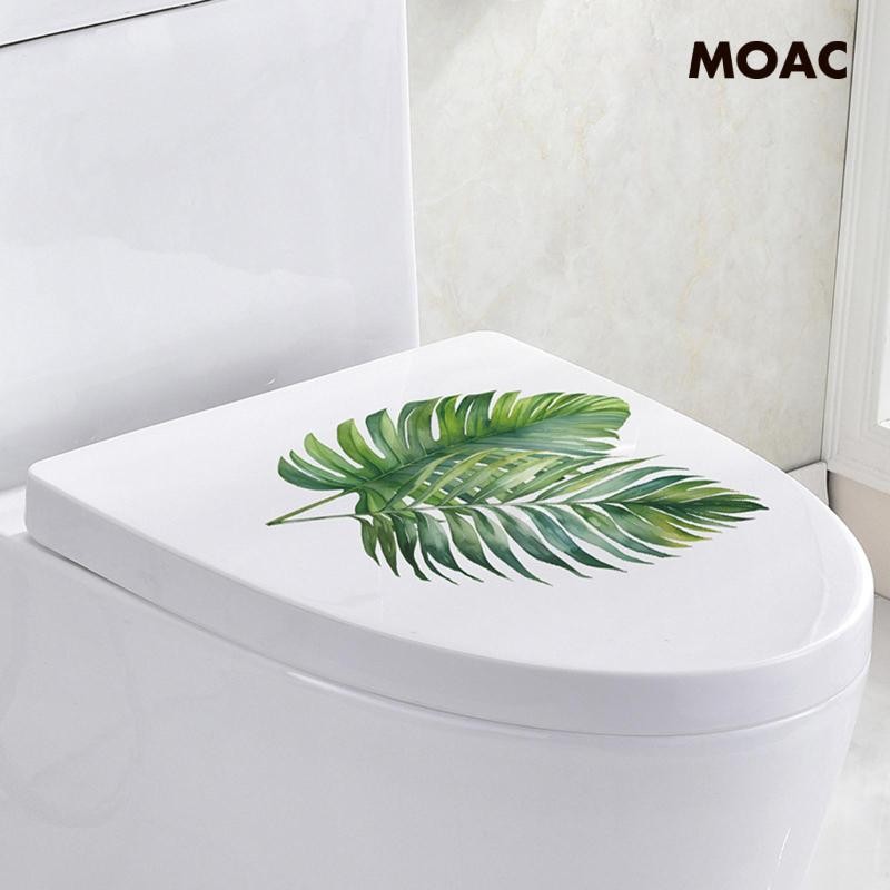 [ Green Plant Leaves Sticker PVC Toilet Sticker for Cistern Restroom ...