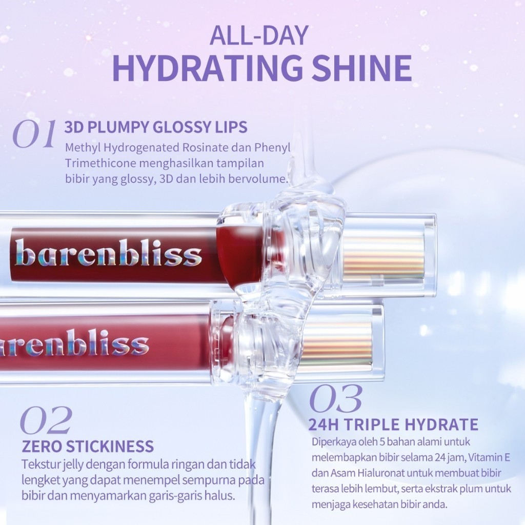 BNB Barenbliss Plum Makes Plumping Lip Gloss 2.5g / Merah Jingga Official - Gambar 2