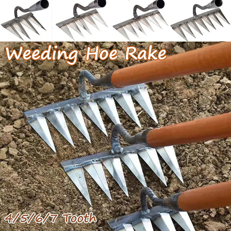 4/5/6/7 Tooth Gardening Weeding Hoe Rake Loosen Soil Weeding ...