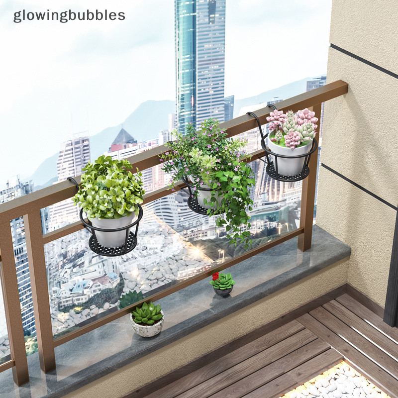 Glowingbubbles Outdoor Hanging Basket Plant Iron Racks Fence Balcony