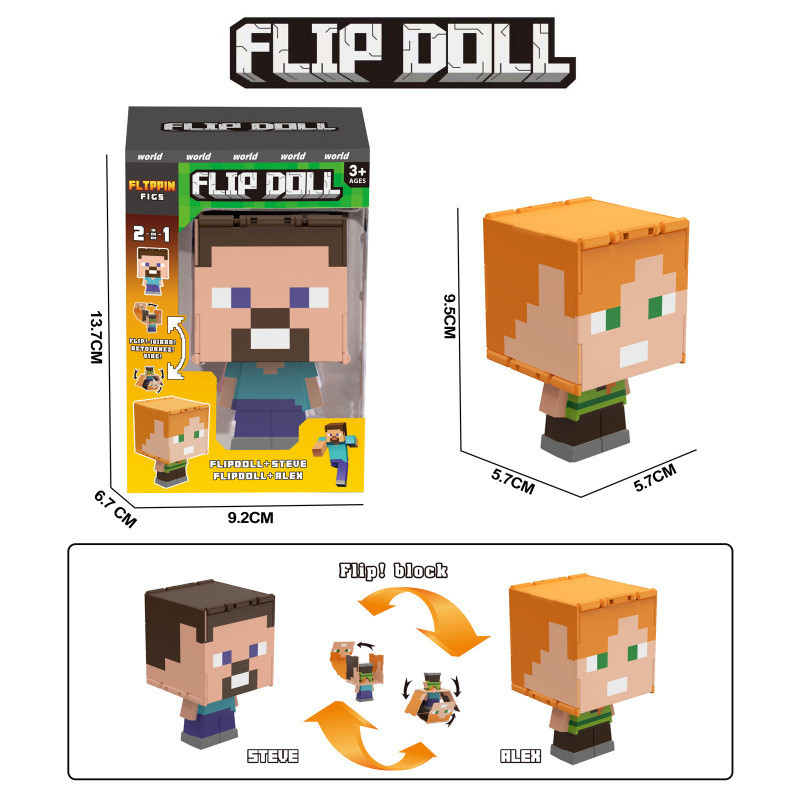 Minecraft Toy Ornaments Minecraft Doll Creeper Steve Flip Deformation ...
