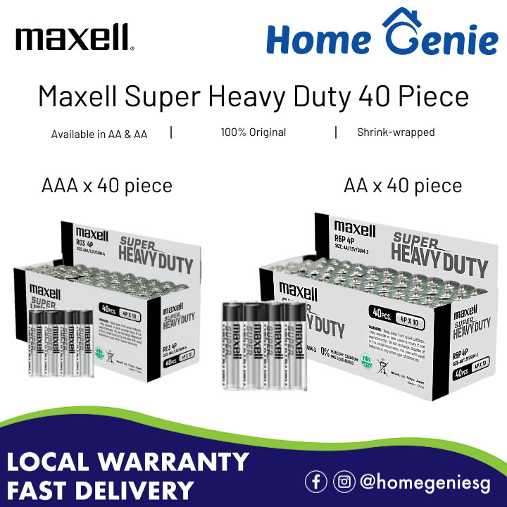 Maxell Super Heavy Duty Zinc AA/ AAA Battery (40 pcs per box) Leak ...