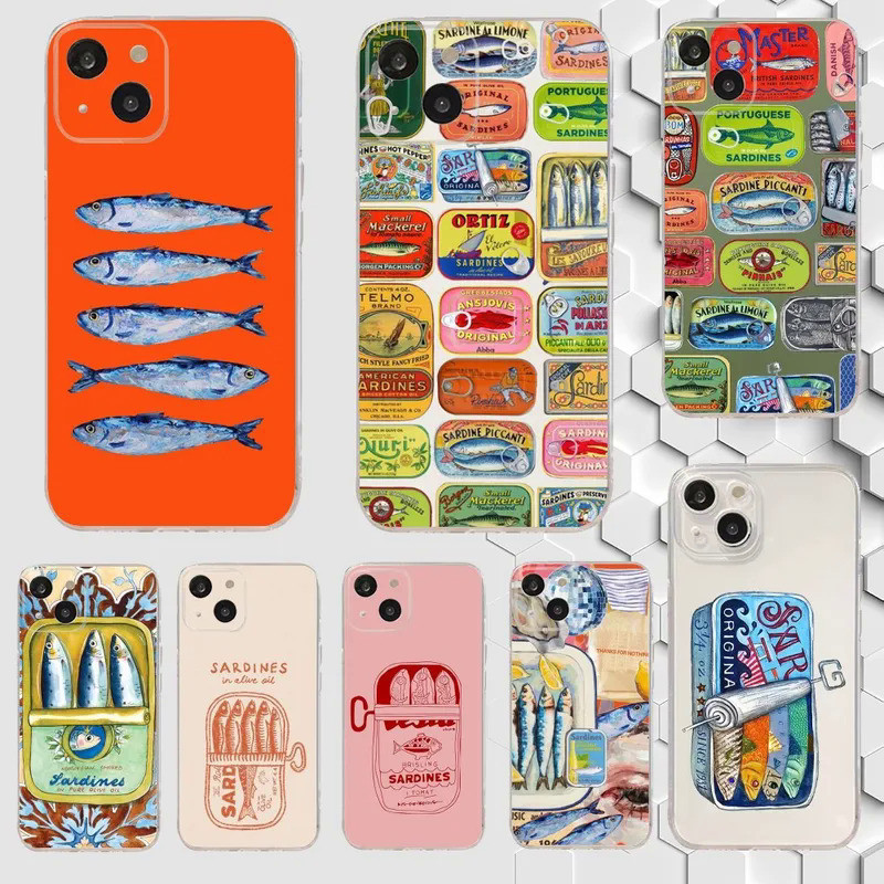TK1 Sardines Art Phone Case For iPhone 15,14,13,12,11 Plus,Pro,Max,XR