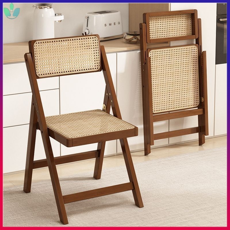 Folding Dining Chair Rattan Woven Nordic Folding Chair Home Dining - Technical View