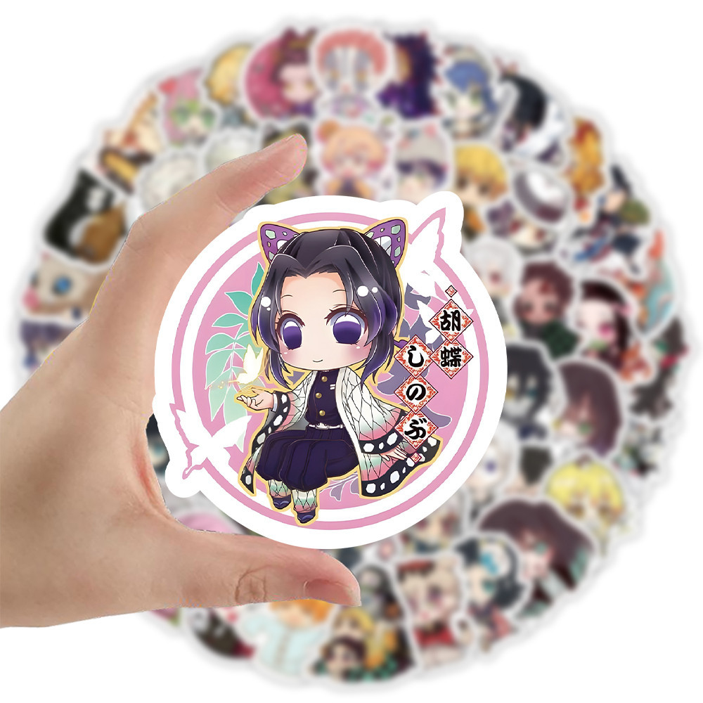 103PCS Q Vision Anime Demon Slayer Cute Cartoon Graffiti Stickers for ...