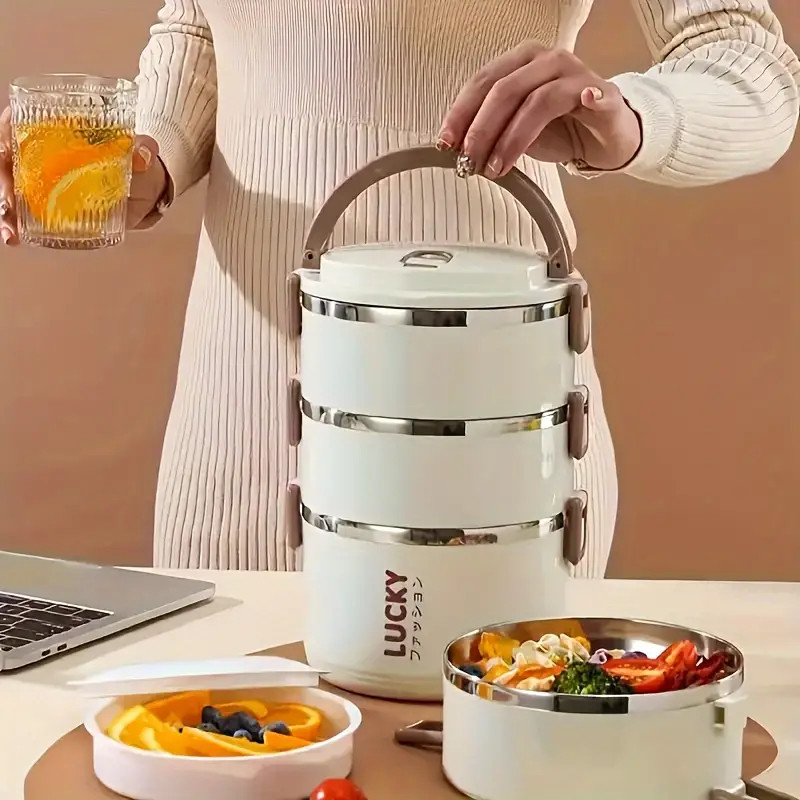 HM 4 Layers Stainless Steel Food Container Lunch Box Mangkuk Tingkat ...