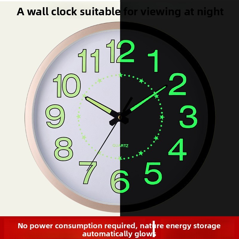 Night Light Wall Clock 12 Inch Non-Ticking Silent Luminous Decor Clock ...