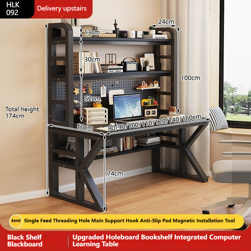 In Stock Study Table with Bookshelf Storage Rack Modern Simple Office ...