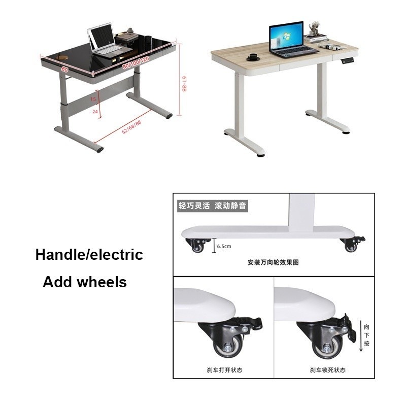 Desiny Study Table Wheels Standing Desk Moveable Computer Table ...